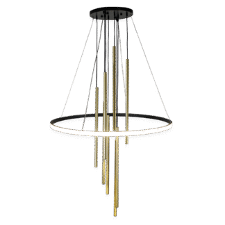 Designerski żyrandol w kolorze złotym i czarnym z ledowym pierścieniem