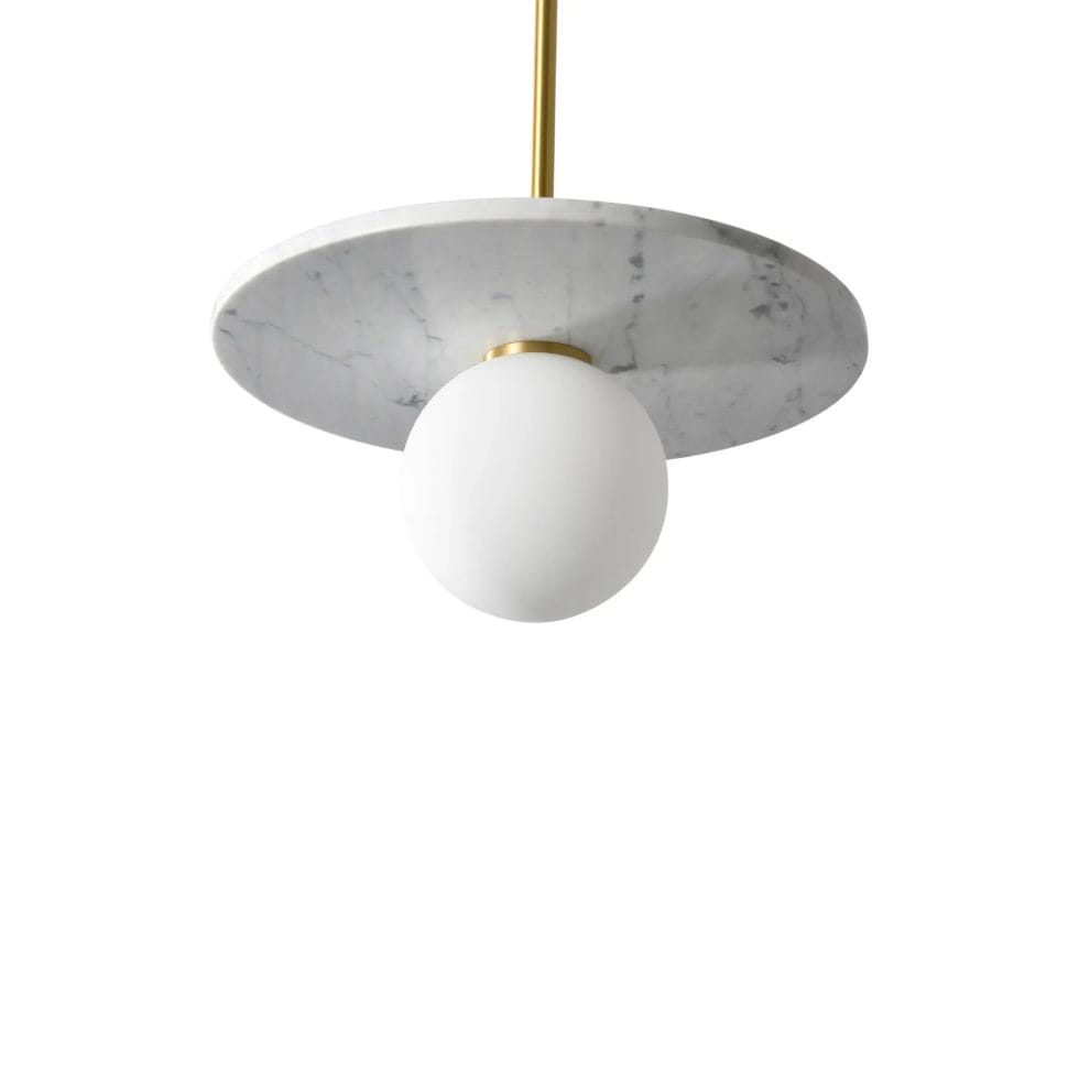 BIlo marmurowa lampa wisząca, żyrandol do salonu, lampy kraków Luminis oświetlenie Led