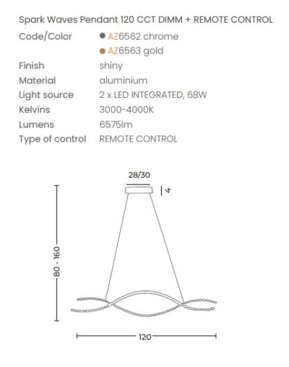SPARK WAVES PENDANT CCT DIMM+ pilot AZzardo lampa wisząca - obrazek 8