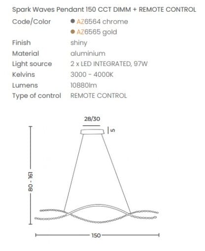 SPARK WAVES PENDANT CCT DIMM+ pilot AZzardo lampa wisząca - obrazek 7
